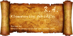 Klemanovics Adrián névjegykártya