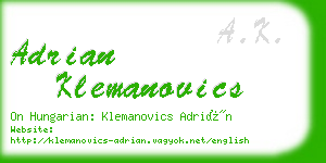 adrian klemanovics business card